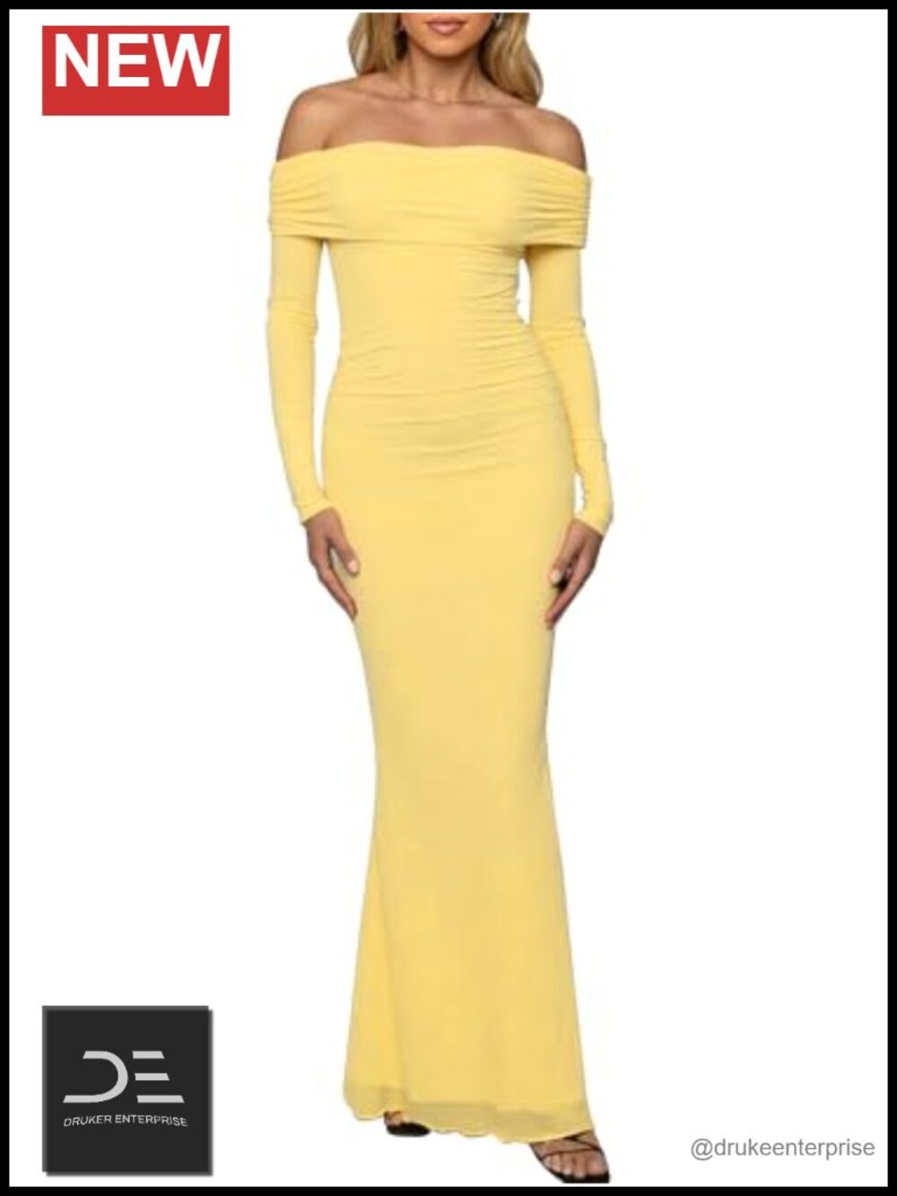 Off Shoulder Bodycon Maxi Dress Mesh Long Sleeve Wedding Guest Formal